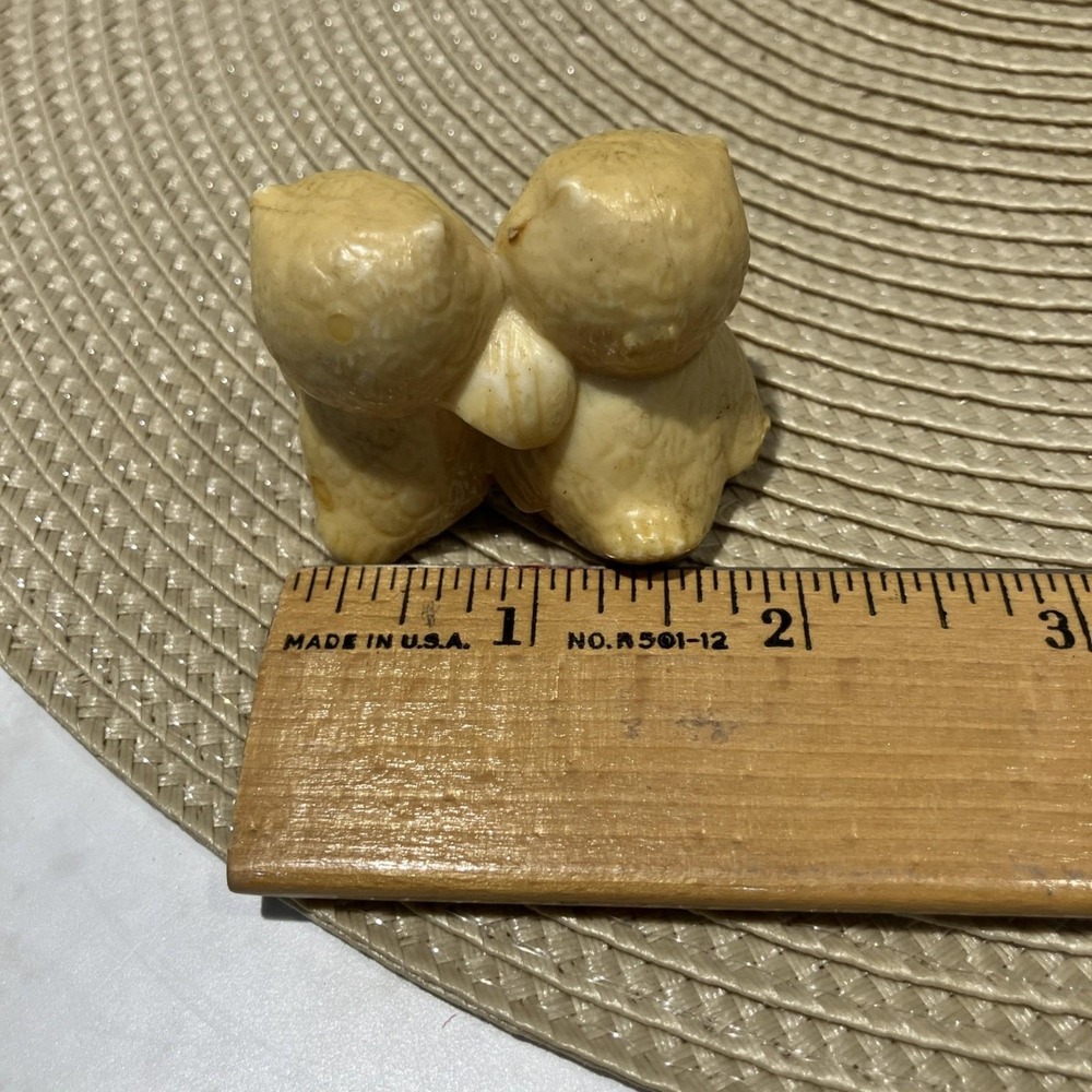 Vintage Side Eye Owl Couple Hong Kong Kitsch Hard Plastic Tan Mini Owl Figurine - Picture 11 of 16